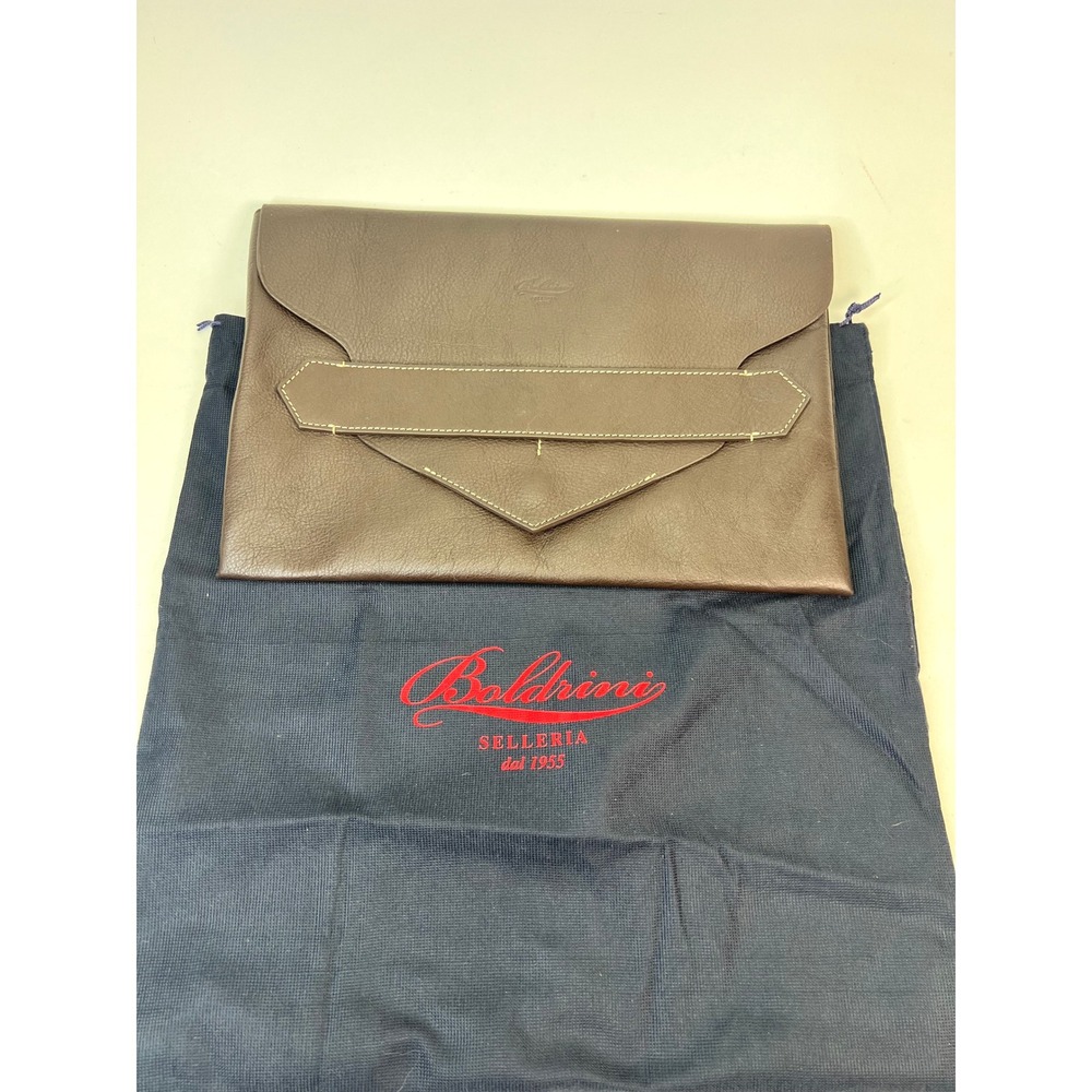 Boldrini Selleria Genuine Leather Clutch Made in Italy Brown Envelope‎ Bag - Picture 2 of 13